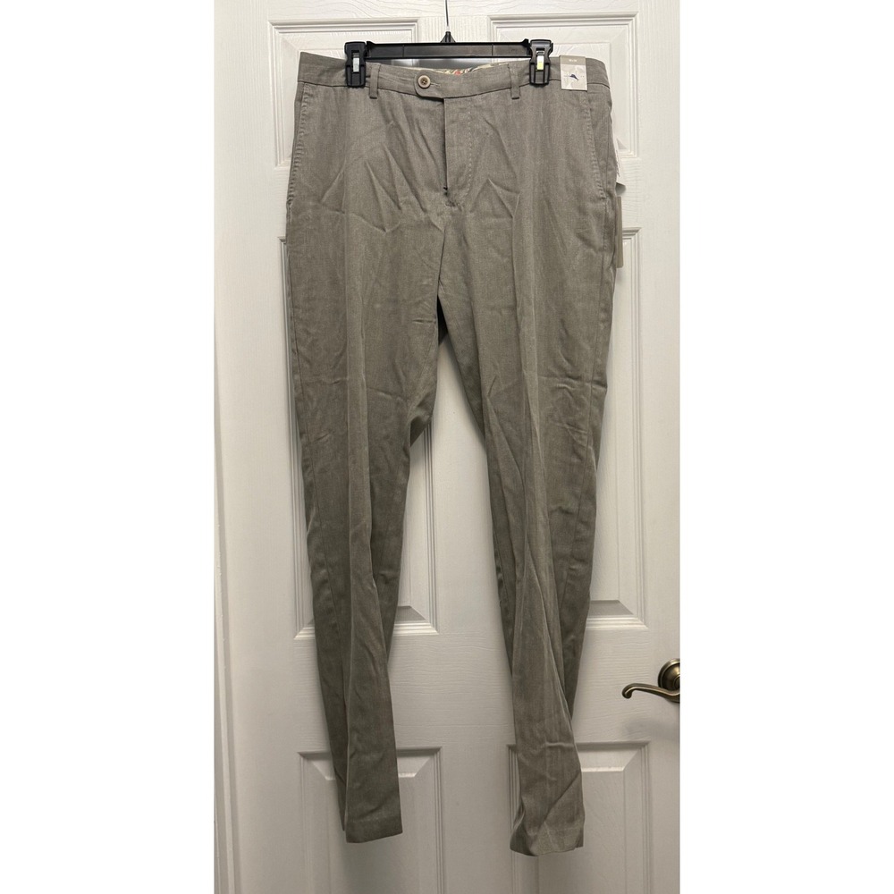 Tommy Bahama Havana Herringbone Pants Mens 35x34 Gray NWT Silk Blend Slim